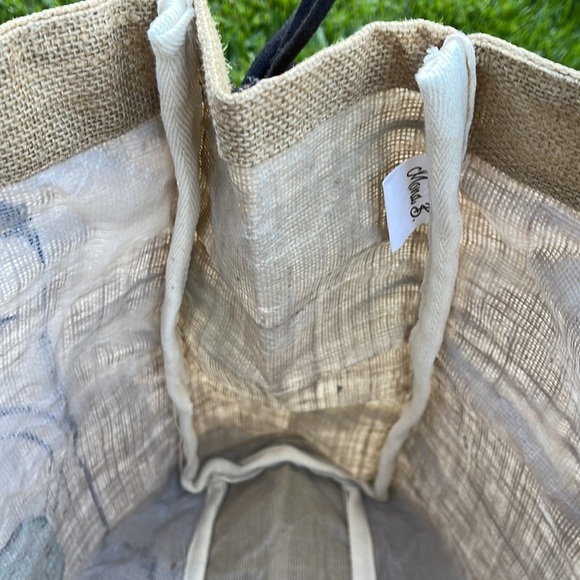 🌺 Mona B; CUTE Boutique Burlap “Flowers since 1952” Parisian Large Market Bag! - Picture 12 of 15